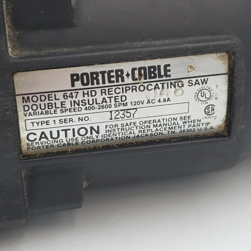 Porter Cable TIGER CUB Vintage Reciprocating Saw Model 647 HD TESTED